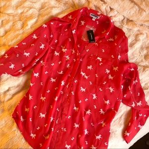 Express Cat Patterned Shirt Preppy Office Retro Y2K Spring Summer Resort